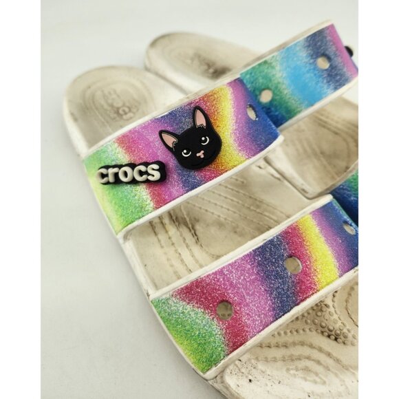 Crocs Men's 9 Women's 11 Rainbow Spray Tie Dye Strap Sandal 208055 - Picture 4 of 14